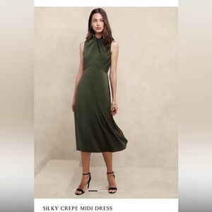Brand NWT Banana Republic Olive green midi dress-never worn